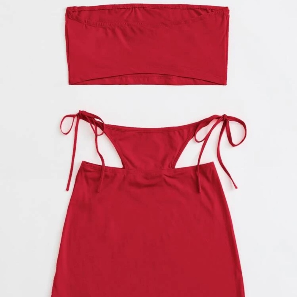 Tube top and tie side skirt